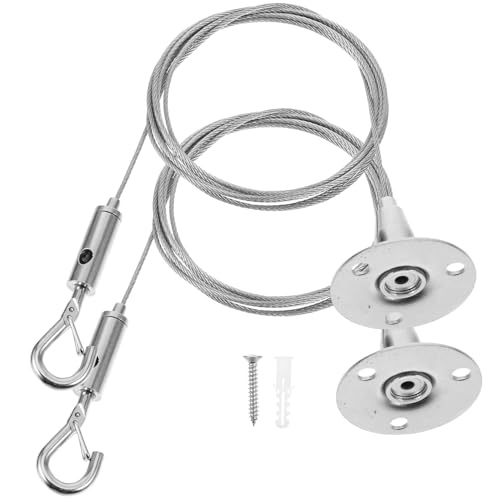 healvian 2個 ピクチャーレール用ステンレス鋼ワイヤー 絵画額縁対応 調節可能 吊り下げ簡単 多用途ハンギングキット アート展示用