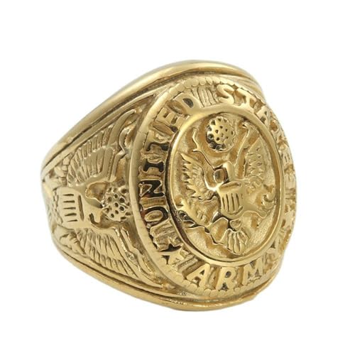 KUTCEK Bague aigle à double tête en acier titane pour homme - Style militaire vintage punk gothique - Cadeau unique, 9