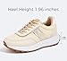 LUCKY STEP Women Platform Walking Shoe Fashion Retro Classic Casual Trainers Braided Rhinestone Sneakers Tennis Running Walking Shoes(Beige,8)