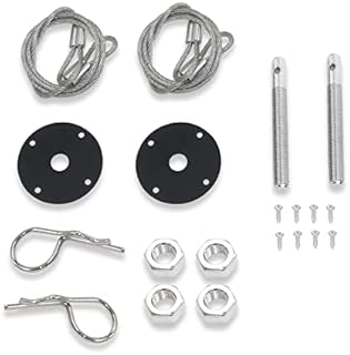 Stainless Steel Engine Hood Pin Plate Bonnet Lock Clip Kit Car Modified Accessory (Black)