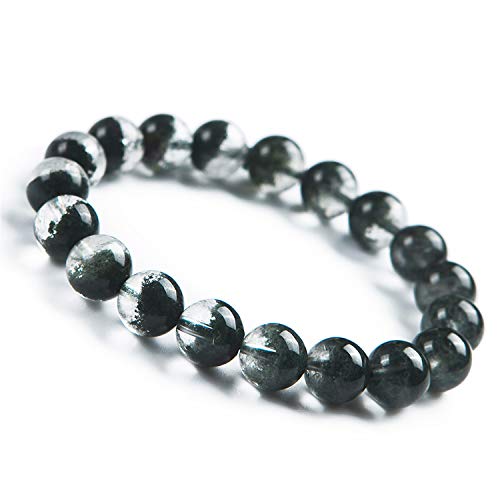 Bracelet Cristal Fantôme Vert | Cadeau Idéal en Perles Quartz 10.5mm Homme Femme