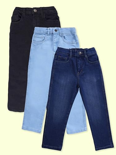 Image of KiddoPanti Boys Regular Fit Denim Pant | Stretch Poly Cotton Denim | Regular Fit Full Length Pant | Back Elasticated & Button with Zip Open Fly