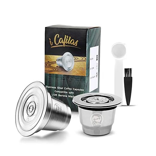 i Cafilas Cápsulas Recargable Reutilizables Acero Inoxidable Compatible con Philips L’OR , capsula recargable para nespresso,cafeteras y Cepillo,con Cuchara de café, Cepillo