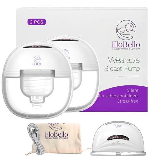 Image of EloBello S21 Electric Breast Pump Hands Free - Wearable Breastfeeding Pump, Wireless & Leak-Proof Design with Double-Sealed 24mm Flange, 3 Modes & 12 Levels with Smart LCD Display, Travel Bag (2 Pack)