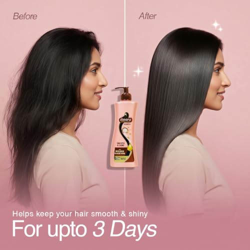 Image of Meera Smooth & Shine Shampoo with Rice Kanji & Aloe Vera | Up to 72 Hours Smooth & Shiny Hair | Nourishes & Softens Hair | Suitable for Men & Women | 340ml