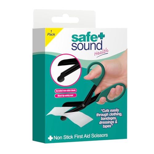 Safe & Sound Non-Stick First Aid Scissors Stainless Steel Blades Cuts Bandages Dressings Clothing & Tape