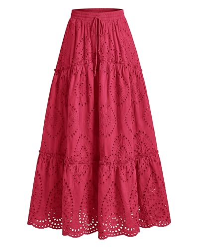 Image of BTFBM Eyelet Long Skirts for Women Beach Vacation