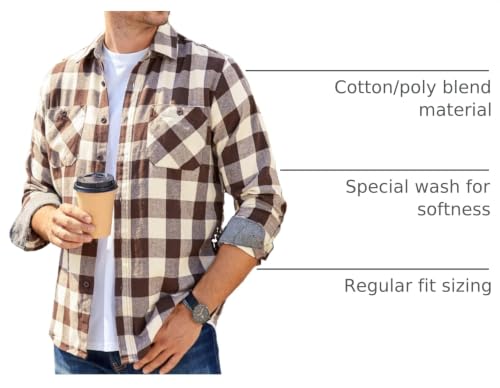 Image of Alex Vando Mens Button Down Regular Fit Long Sleeve Casual Flannel Shirts