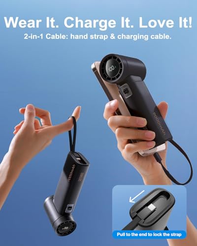 Handheld-Fan-Portable-Fan-with-Charger-Power-Bank-9000mAh-Hand-Held-Fan-Rechargeable-18W-Fast-Charging-Type-C-Input-50000RPM-High-Speed-Turbo-Airflow-for-Travel-Concerts-Cruise-Makeup-Black