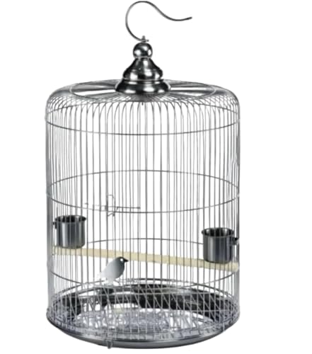 LumingLight鳥かご ステンレススチール製鳥かご オウムケージ タイガーレザー 丸型大型鳥舎脱走防止装置 使いやすい 吊り下げ可能 丈夫で耐久性 持ち運びに便利 引き出し式トレイ お手入れ簡単 屋内外で使用可能 (31*31*55cm,ステンレス鋼