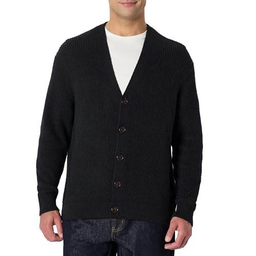 Amazon Essentials (Demi's Pick) Men's Relaxed-Fit Cotton Blend Cardigan, Black, XX-Large