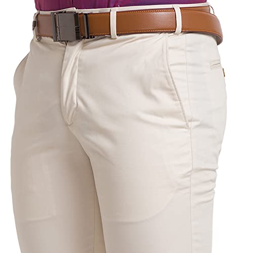Image of Park Avenue Men's Cotton Blend Solid Pattern Super Slim Fit Flat Front Formal Chinos