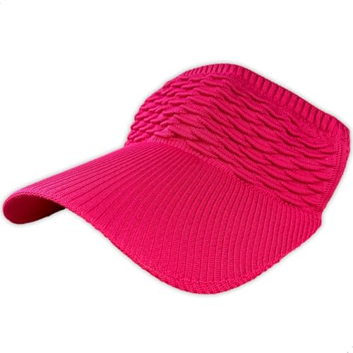 Visor Viseira Esportiva Feminina Aba Longa Corrida Praia Tenis Volei Piscina Proteção Solar Chapeu Ajustavel Rabo de Cavalo Acessorio Fitness Touca (BR, Alfa, Único, Rosa Choque)