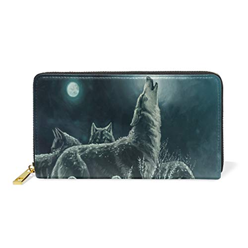 Preisvergleich Produktbild GIGIJY Geldbörse mit Tiermotiv, mehrere Kreditkartenfächer, Tasche für Frauen, echtes Leder, mit Reißverschluss