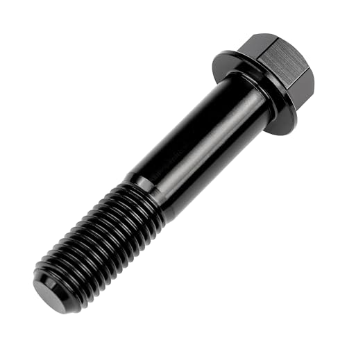 Image of Titanium Bolt M12 30 35 40 45 50 55 60 65 70 75 80 85 90mm Hex Small Flange Head for Motorcycle Car Modification Pack of 4 (M12x55mm Pitch 1.25, Black)