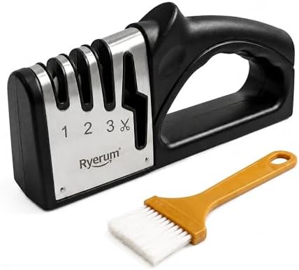 Basics 4-in-1 Knife Sharpener with Non-Slip Base, Scissor Sharpen...
