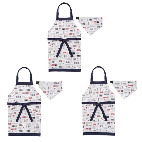 COLORFUL CANDY STYLE 子どもエプロン (100〜120cm) ロンドン行進曲 3枚セット 男の子 かっこいい 子供用 子供 こども エプロン 三角巾 セット ゴム キッズエプロン おしゃれ 幼児 小学生 かわいい 小学校 N125244