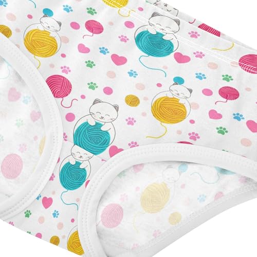 Cute Cat Yarn Footprints Heart Toddler Girls's Underwear 2T 23021924