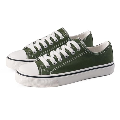 ANTLULU Womens Canvas Shoes Low Top and Lace up Fashion Casual Sneakers Black and White Classic