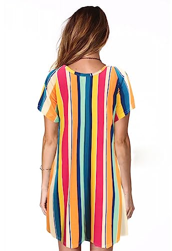 Image of Alaster Women's Casual Summer T Shirt Dress Loose Short Sleeve Tunic Dress with Pocket for Women