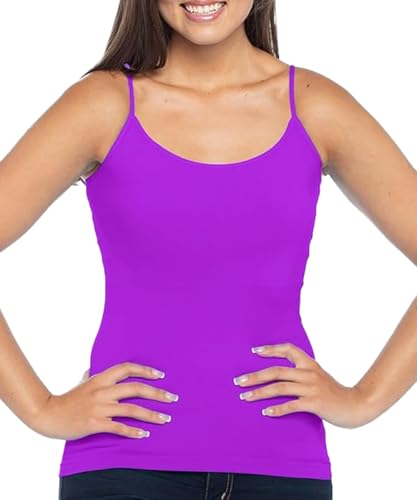 Image of Malibu Sugar Womens Camisole Tank Tops - Seamless Fitted Spaghetti Strap Cami Stretch Basic Womens Camisole for Layering XS-M