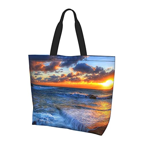 FFEXS cane in the box Stampa Tote Bag Satchel Bag Borsa Elegante Tote Bag Grande Capacità Una Spalla Shopping Bag, Grazioso Sfondi Natura Tramonto Stampa, Taglia unica