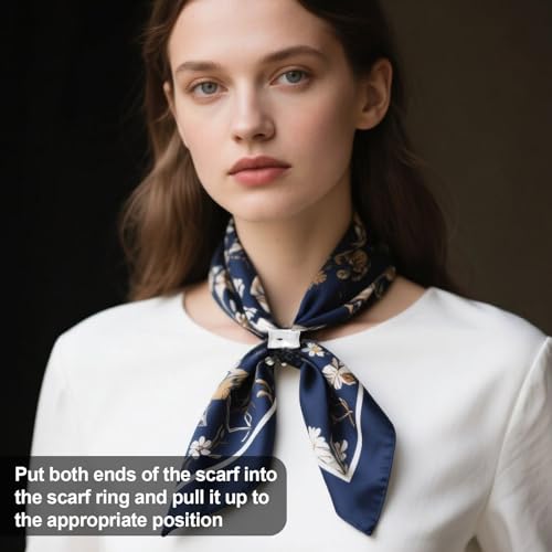 Elegant Silver Geometric Scarf Ring Brooch for Women - Versatile Shawl Clip Accessory by Femmesavor - Image 5