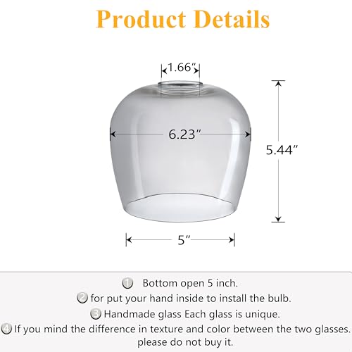 Image of 2 Pack 6.3 Inch Grey Replacement Glass Lamp Shade Pendant Ceiling Chandelier Wall Sconce Light