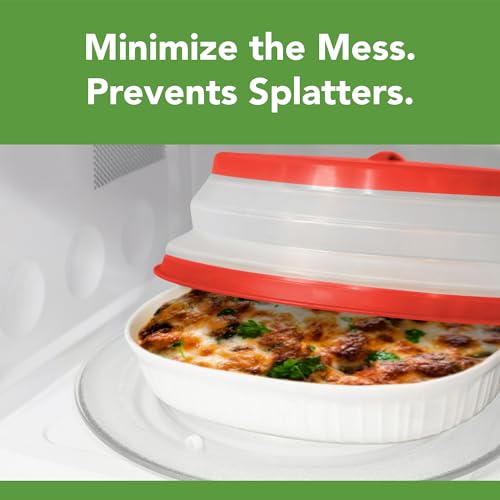 Image of Tovolo Microwave Splatter Cover for Food,Large (Candy Red Apple)-Collapsible&Vented Silicone Splatter Guard Lid-Microwave Plate&Dish Cover with Handle-BPA-Free Kitchen Gadget for Meal Prep (Pack of 6)