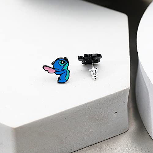 Stitch Earrings Anime Cartoon Stitch Ear Studs Ohana Means Family Stitch Lilo Jewelry Gifts For Woman Girl (Er-Stitch A) #TOP4