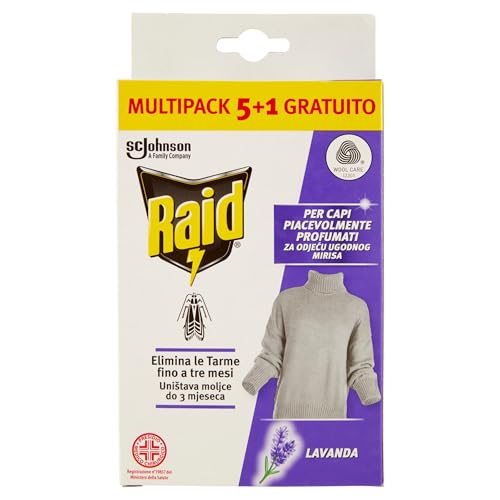 Raid Antipolillas en gel de ropa, paquete de 6 unidades de perfume de lavanda para toda la temporada