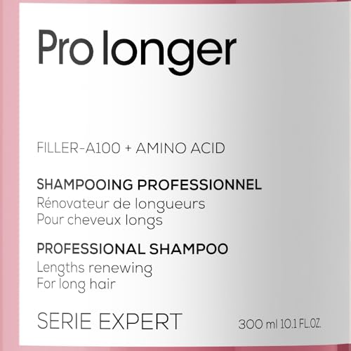 L'Oréal Professionnel Stärkendes Haarshampoo für langes und dünnes Haar, Mit Filler A-100 & Aminosäuren, Serie Expert, Pro Longer Shampoo, 300 ml
