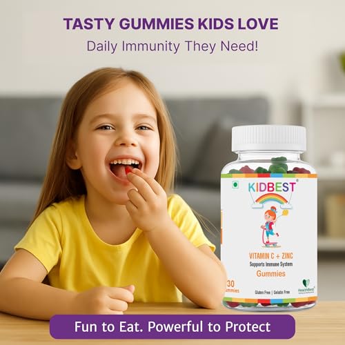 Image of HealthBest Kids Multivitamin Gummies, Orange, Cherry & Strawberry 30 Count Gummies for Men & Women - Increase School Growth Stamina & Energy Antioxidants