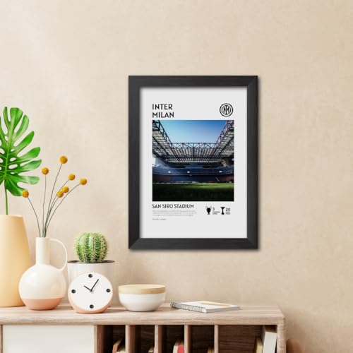 TenorArts Inter Milan Stadium Poster San Siro Ground Laminated Photo Frame Painting with Matt Finish Black Frames (12 inches x 9inches)
