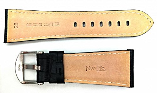 28Mm Black Genuine Leather Watchband | Square Alligator Crocodile Grain Replacement Watchstrap That Brings New Life To Any Watch (Mens Length) #TOP1