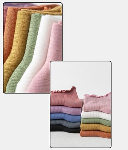 Women Ruffle Crew Socks Lightweight Thin Stripe Turn-Cuff Cute Girls Cotton Socks 3 Pairs4