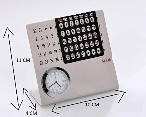 Doma Desktop Calendar with Clock (11 cm x 11 cm x 5 cm)