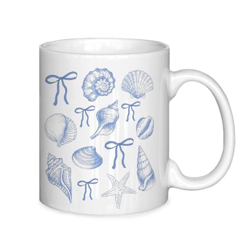 Taza de cerámica seashell 11 oz para café miniatura 1
