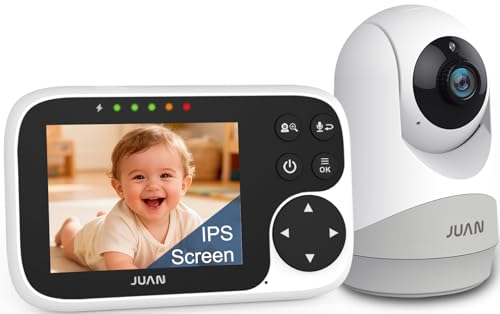 Image of JUAN Baby Monitor with Camera and Audio, No WiFi 100% Private, 3500mAh Long Battery, 1000ft Range Connection, Remote Pan-Tilt-Zoom, Crystal Night Vision, 2-Way Talk for Newborn Infant