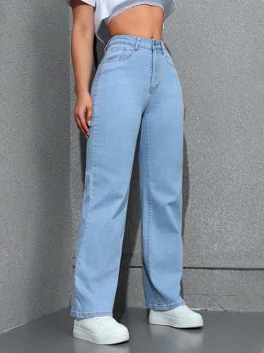 Image of TOPLOT Women's Jeans | High Rise Waist Design | Baggy Fit Style with Relaxed Silhouette | Trendy Look with Comfortable Wear | Easy Styling for Everyday Fashion | Casual, Streetwear (5204)