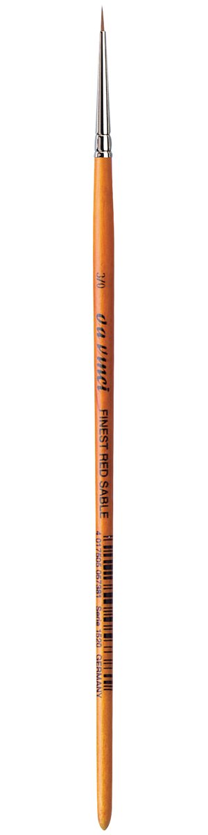 da Vinci Watercolor Series 1520 Paint Brush, Round Pure Red Sable with Short Brown Lacquered Handle, Size 3/0 (1520-3/0)