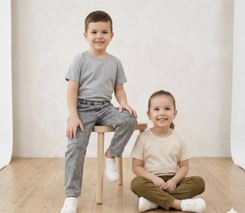 Image of Boys Cargo Pants, Kids Cargo Jeans with Pockets, Adjustable Waist, Stretch Denim Casual Pants for Boys