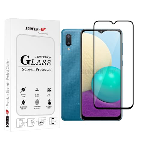 Image of ScreenUp Tempered Glass For Samsung Galaxy A02 - Ultra Clear, 9H Scratch Resistant, Full Coverage, Easy Install Screen Protector