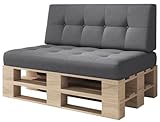 sunnypillow Palettenkissen Kaltschaum Palettenauflage Palettenpolster 120 x 80 Palettensofa Sitzkissen Rückenlehne gesteppt 2er Set Grey