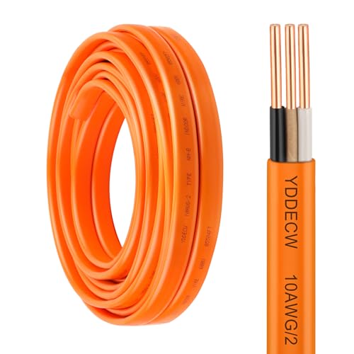 YDDECW 10/2 NM-B Wire with Ground - 10FT 10 Gauge Non-Metallic Sheathed Cable Pure Copper 10 AWG 2 Conductor Residential Indoor Wire for Outlets, Switches and Other Loads etc.