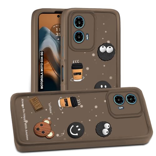 Image of AESTMO Back Case Cover for Moto G34 / G45 5G Cover | Cute Fun Cartoon 3D Ball | Coffee Silicone Case | Full Body Protection | Camera Protection Back Cover for Moto G34 / G45 5G (Brown)