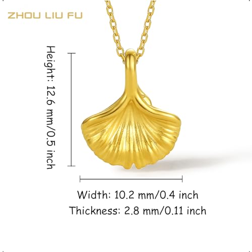 24K Gold Pendant Leaf Charms Ginkgo Pendants Dainty Leaves Jewelry Statement Charm Simple Bead Trendy Fashion Floral Solid Yellow Gold Gifts for Women Her Men (Not Include Necklace) A0489752