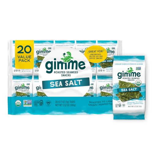 Gimme 20 CT Sea Salt Organic Roasted Seaweed Snacks, 5g, 0.17oz