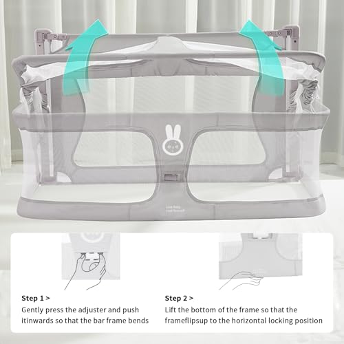 SISTINE Co Sleeper for Baby in Bed,3 in 1 Crib Side Bed Guard,Cosleeping Baby,Crib Sleeping Together,Infant/Baby Boy/Girl,Gray