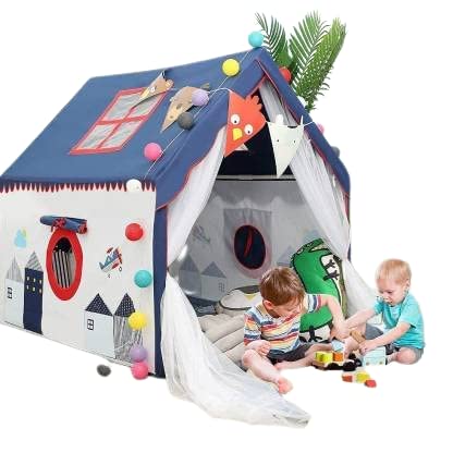 Lalakiya'S Jumbo Size Light Weight Kids Play Tent House for 3-13 Year Old Kids Girls&Boys (Blue City), 1 Kids Play Tent Theme